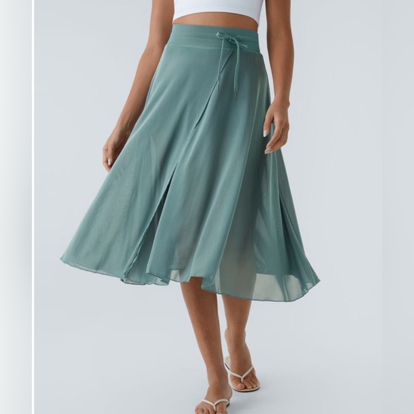 Halara Women's High-Waisted Drawstring Midi Skirt Contrast Mesh, 2-in-1, Medium - Picture 3 of 8